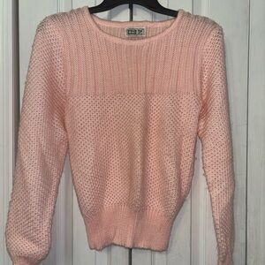 Vintage Richwil’s Back to Back Cable & Gauge Light Pink Crew Neck Sweater